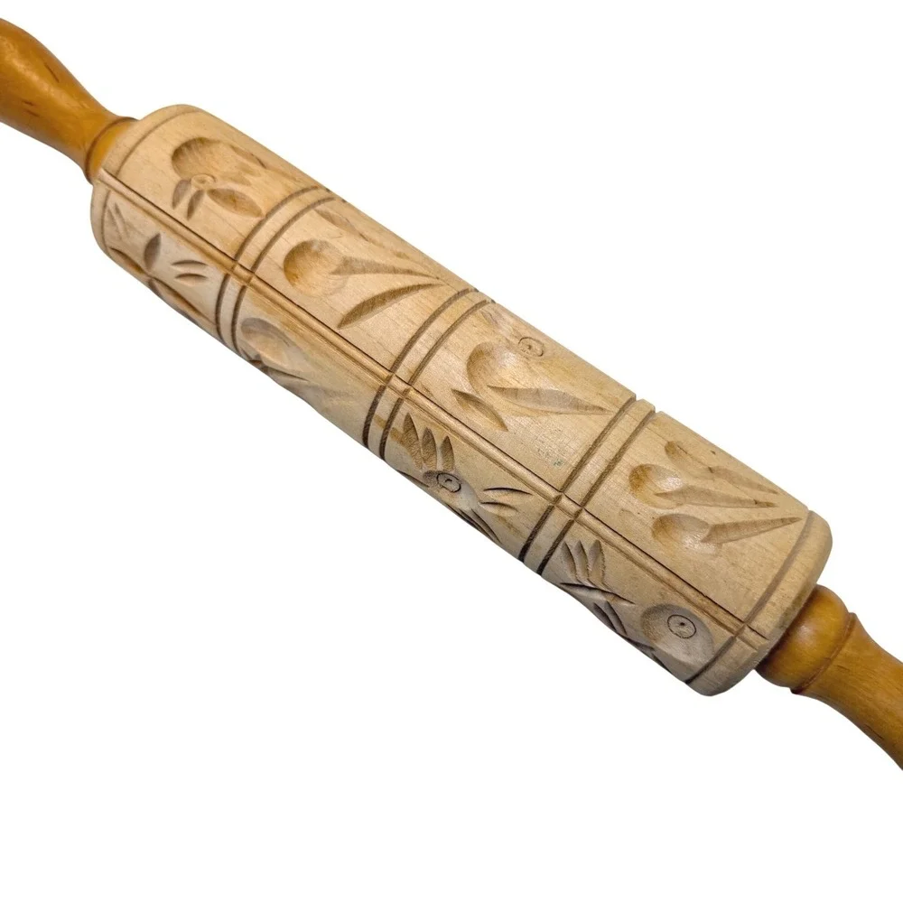 Springerle Carved Wooden Rolling Pin  16